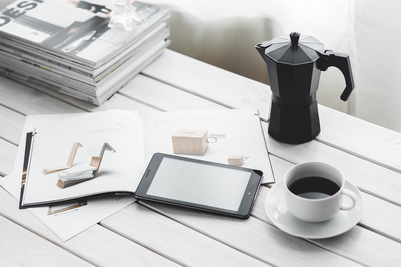 Technology, coffee cup, tablet — Unlocking Profit Potential: White Label PPC for Agencies